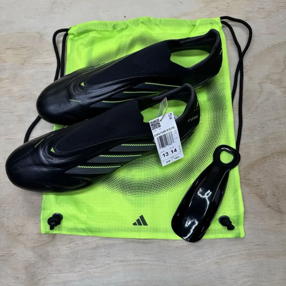 NEW adidas Copa Pure 3 Elite Laceless FG Mens Sz 13 Black Soccer Cleats JS0652